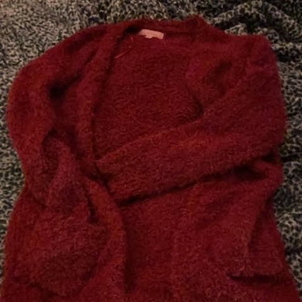 Fuzzy Medium Maroon Cardigan